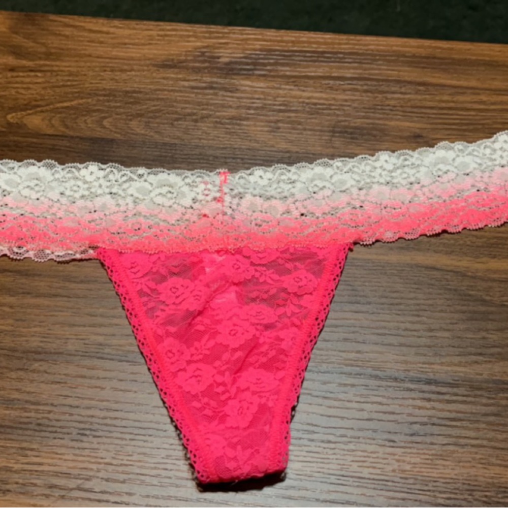 Pink Victoria’s Secret Ombré pink lace thong medium